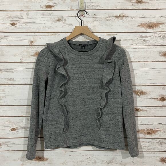J. Crew Mercantile Ruffle Trimmed Pullover - Gray - XS - Picture 6 of 12